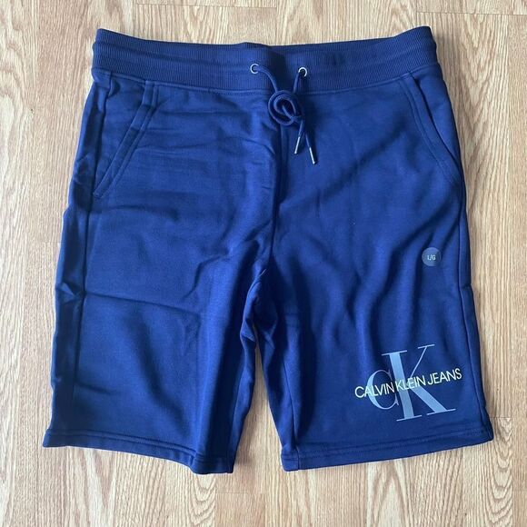 Calvin Klein Jeans Elastic Drawstring Lounge Shorts Navy Large - Picture 1 of 8